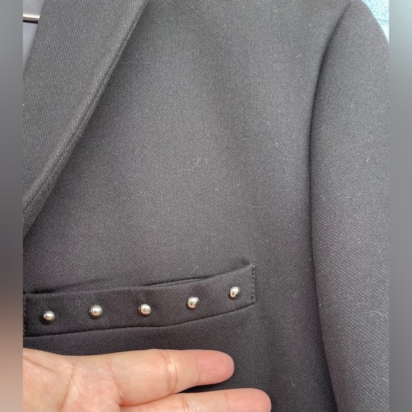 Zara MAN Black Blazer w Studs & Floral 3 D patches size 40 - Picture 6 of 16